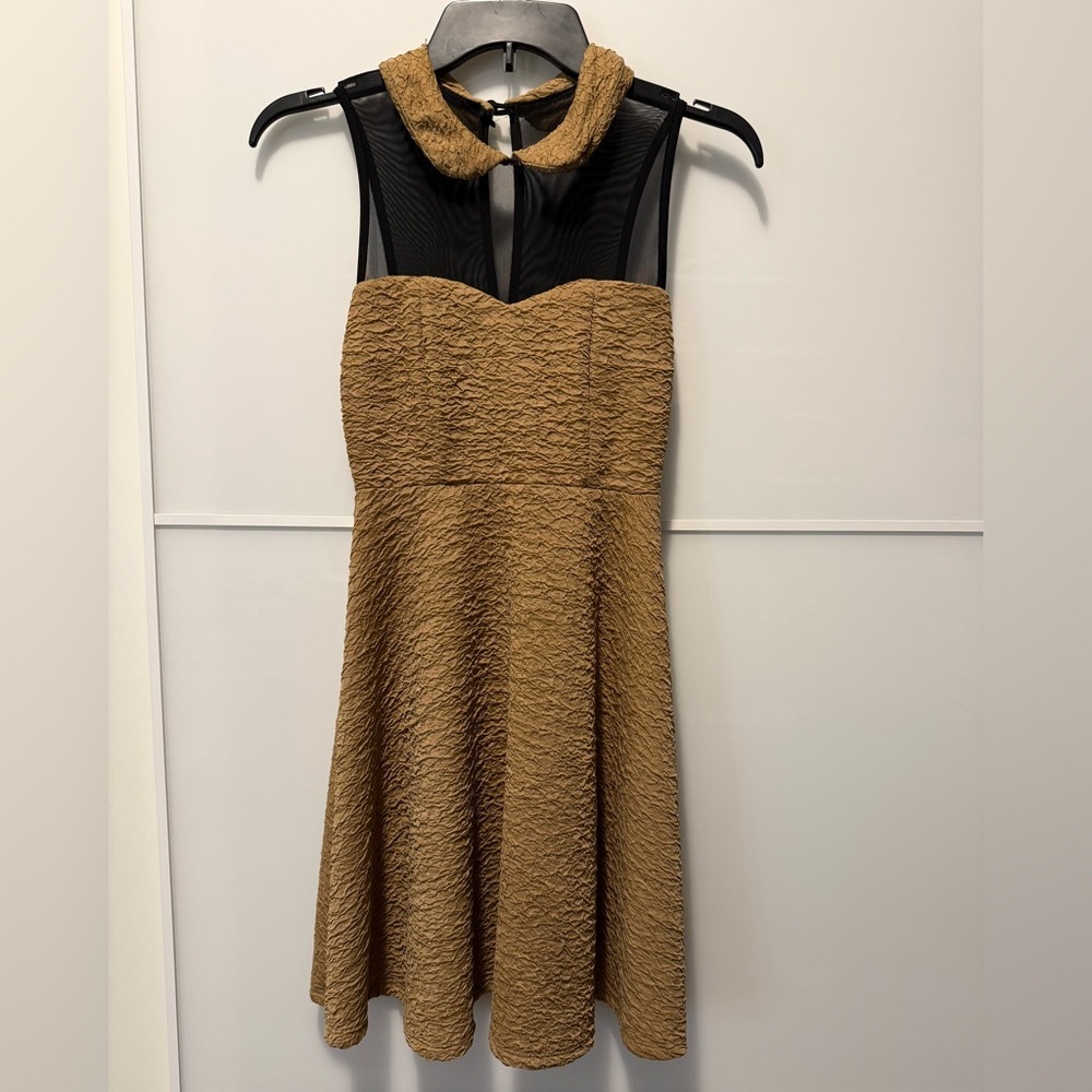 MODCLOTH Tan Sheer Top Sleeveless Dress